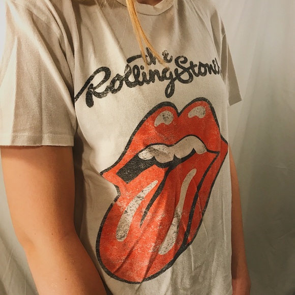 Vintage Tops - vintage white rolling stones band tee
